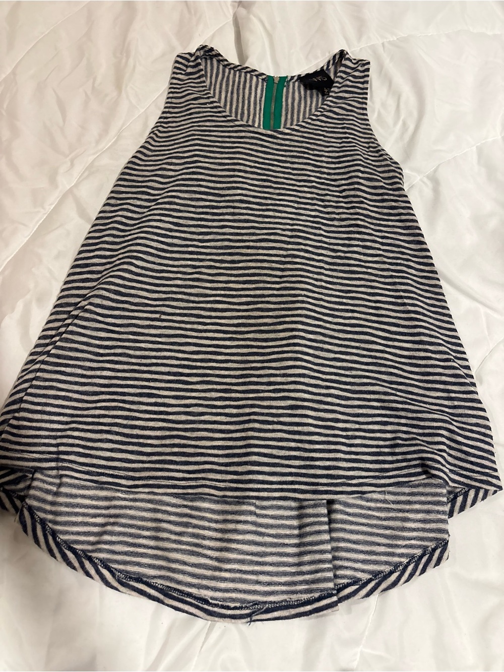 W5 Navy and White Striped Sleeveless Tank Top with zippered back size small